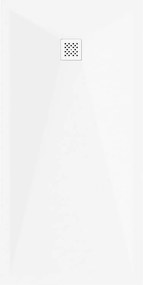 Mexen Stone+, obdĺžniková vanička z minerálneho kompozitu 180 x 100 cm, biela, biela krytka, 44101018-W
