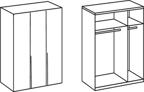 Šatníková skriňa New York D, 135 cm, biela / biely lesk