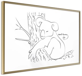 Artgeist Plagát - Sleepy Koala [Poster] Veľkosť: 90x60, Verzia: Zlatý rám