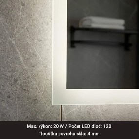 AQUAMARIN kúpeľnové LED zrkadlo, 120 X 60 cm