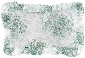 Bavlnený vankúš v krásnej bielo-zelenej farbe s volánikovým lemom v schaby chic romantickom štýle 50 x 30 cm Blanc Maricló 41800