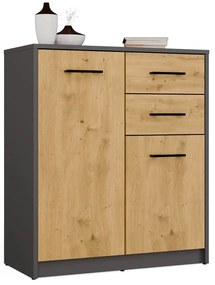 Komoda SIMPLO 2D2S 74 cm antracitová/dub artisan