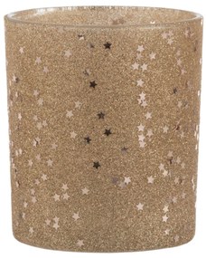 Zlatý sklenený vianočný svietnik baubles stars - Ø 9 * 10 cm