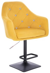 LuxuryForm Barová stolička ROMA VELUR na čierne podstave - žltá