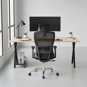 Kancelárska ergonomická stolička Neoseat TASCO — látka, sieť, čierna, nosnosť 150 kg