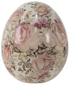 Keramické dekoračné vajíčko s ružičkami Rosien - Ø14*16 cm