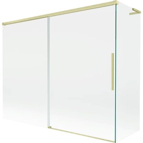 Mexen Rox, L posuvná 2-krídlová vaňová zástena 190 + 80 x 150 cm, 8mm číre sklo, zlatý matný profil, 8C9L-190-080-55-00