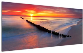 Obraz - Západ slnka, Baltské more, Poľsko (120x50 cm)