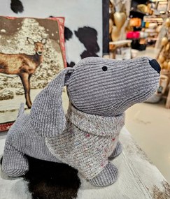 Šedá dverná zarážka jazvečík Dachshund - 33*14*20cm