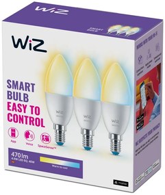 SADA 3x LED Stmievateľná žiarovka C37 E14/4,9W/230V 2700-6500K CRI 90 Wi-Fi - WiZ