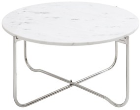 Konferenčný stolík Noble 62cm mramor biela strieborná