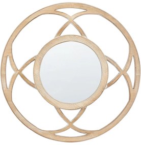 Okrúhle nástenné zrkadlo ø 60 cm svetlé drevo IZTAPALAPA Beliani