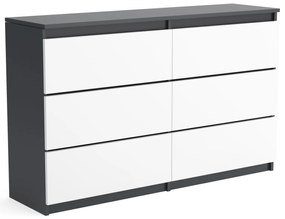 Veľká komoda 6 zásuviek ARIE šírka 120cm Antracitová/Biela