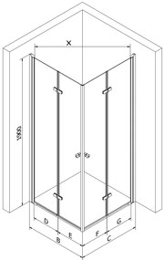 Mexen Lima Duo sprchovací kút 100 (dvere) x 100 (dvere) cm, číre sklo-čierny profil, 856-100-100-70-00-02