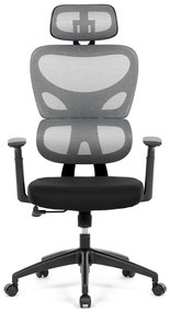 Autronic - Kancelářská židle, šedá síťovina, černý plast, kolečka na tvrdé podlahy - KA-K2080 GREY AKCE