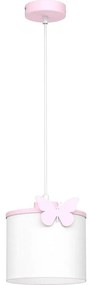 Detský luster na lanku SWEET 1xE27/15W/230V biela/ružová/motýľ
