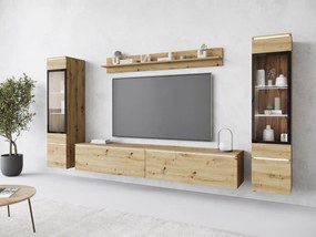Nábytok do obývacej izby Sawoti II, Farby: dub artisan, Osvetlenie: osvetlenie LED biele