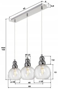 Luster na lanku AKSO 3xE14/40W/230V strieborná
