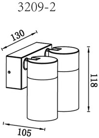 Globo 3209-2 - Nástenné bodové svietidlo PIPER 2xGU10/35W/230V
