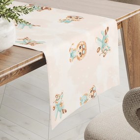 Biante Detský bavlnený behúň na stôl Sandra SA-686 Levíčatá s lietadielkami na svetlo béžovom 45x140 cm