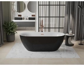 Mexen Roxy, voľne stojaca vaňa 170 x 80 cm, biela-čierna, ružové zlato prepad, 51201708075-60