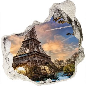 Nálepka 3D diera na stenu betón Eiffelova veža v paríži nd-p-65117955