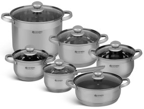 12 kusový set hrncov - striebro