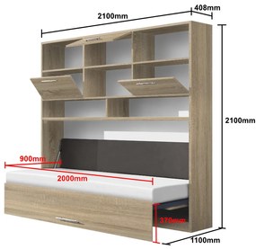 Nabytekmorava Sklápacia posteľ VS1056 MAX, 200x90cm farba lamina: agát (akát), Varianta dverí: matné