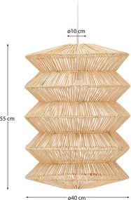 Závesné svietidlo v prírodnej farbe s ratanovým tienidlom Dakit – Kave Home
