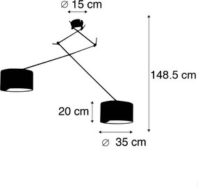 Závesné svietidlo čierne s tienidlom 35 cm zelené nastaviteľné 2-svetlo - Blitz