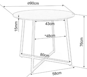 Okrúhly jedálenský stôl LUNA 90 cm, rustikálne hnedá