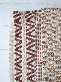 Béžový bavlnený koberec s ornamentami Rug stripes - 70*150 cm