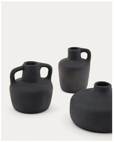 Čierne terakotové vázy v súprave 3 ks (výška 6 cm) Sofra – Kave Home