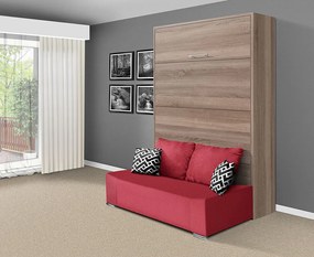 Nabytekmorava Sklápacia posteľ s pohovkou VS 21058P 200x180 farba pohovky: Červená, Typ farebného prevedenia: Orech / dvere biele LESK