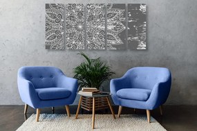 5-dielny obraz textúra Mandaly v čiernobielom prevedení Varianta: 100x50