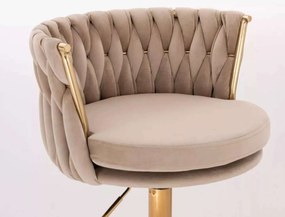 LuxuryForm DESIGN Stolička LYON VELUR na zlatom tanieri - latte
