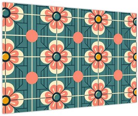 Obraz - Retro vzor s kvetmi (90x60 cm)