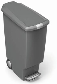 Úzky pedálový kôš 40 l šedý plast, sivá
