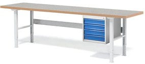 Dielenský stôl SOLID, 4 zásuvky, nosnosť 750 kg, 2500x800 mm, vinyl