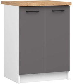 Spodná kuchynská skrinka s doskou OLIWIA S60 biela / grafitová / sivá