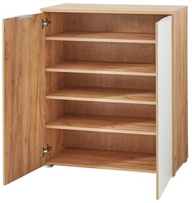 Biela skrinka na topánky v dekore duba Telde - Germania