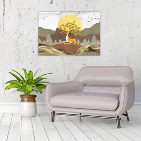 Sklenený obraz jeleňa (70x50 cm)