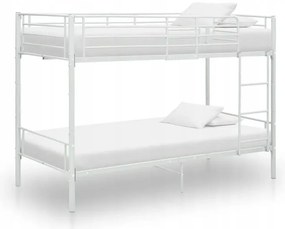 vidaXL Poschodová posteľ biela kovová 90x200 cm manželská