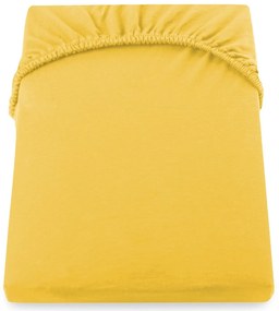 Bavlnené jersey prestieradlo s gumou DecoKing Amber žlté
