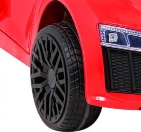 Ramiz Audi R8 na batérie pre deti Červená + diaľkové ovládanie + EVA + pomalý štart + MP3 LED