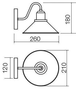 Redo 02-934 - Nástenné svietidlo VERNER 1xE27/42W/230V