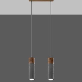 Sollux SL.0966 - Luster na lanku ZANE 2xGU10/40W/230V betón/drevo