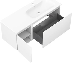 Mexen Orio, kúpeľňová skrinka 120 cm s pravým umývadlom Vela, 1S, 1D, biela matná, 91A13-12047-3-BBFF01-W23P01