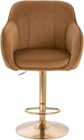 LuxuryForm DESIGN Barová stolička AVOLA VELUR na zlatom tanieri - medová