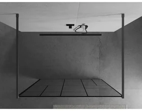 Mexen Kioto, sprchová zástena Walk-In 120 x 200 cm, 8mm číre sklo čierny vzor, grafitový profil, 800-120-002-95-78